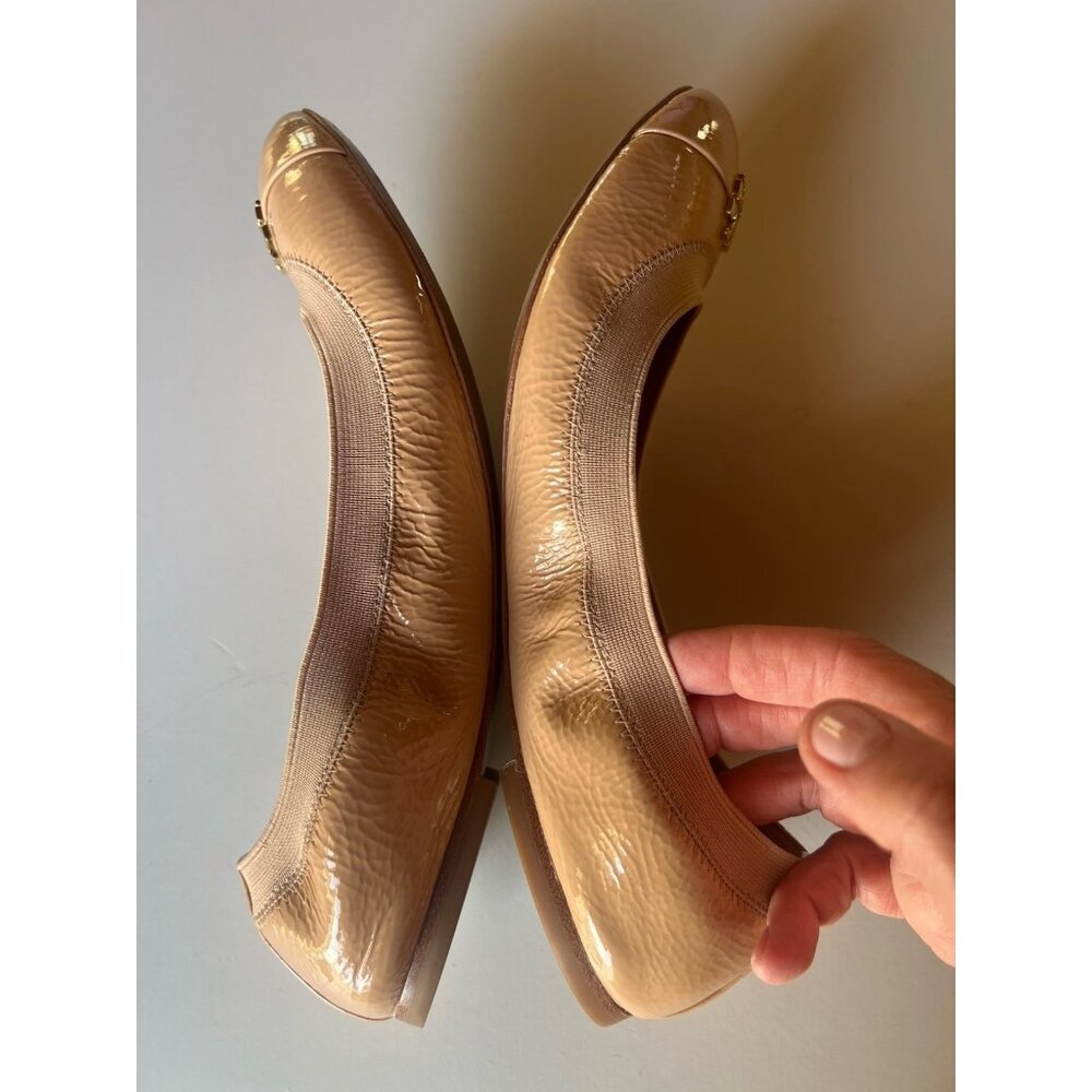 Tory Burch Jolie Ballet flats blush pink tan scrunch patent leather 10.5 - Picture 6 of 12